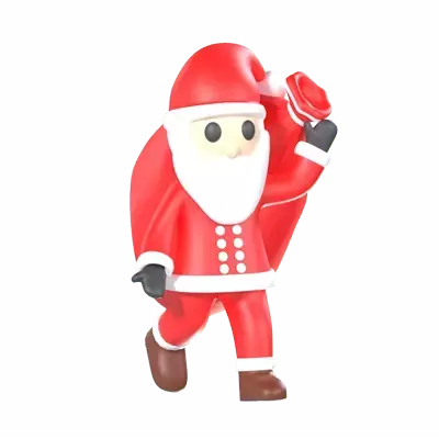 Santa Carrying Gift Sack 3D Graphic