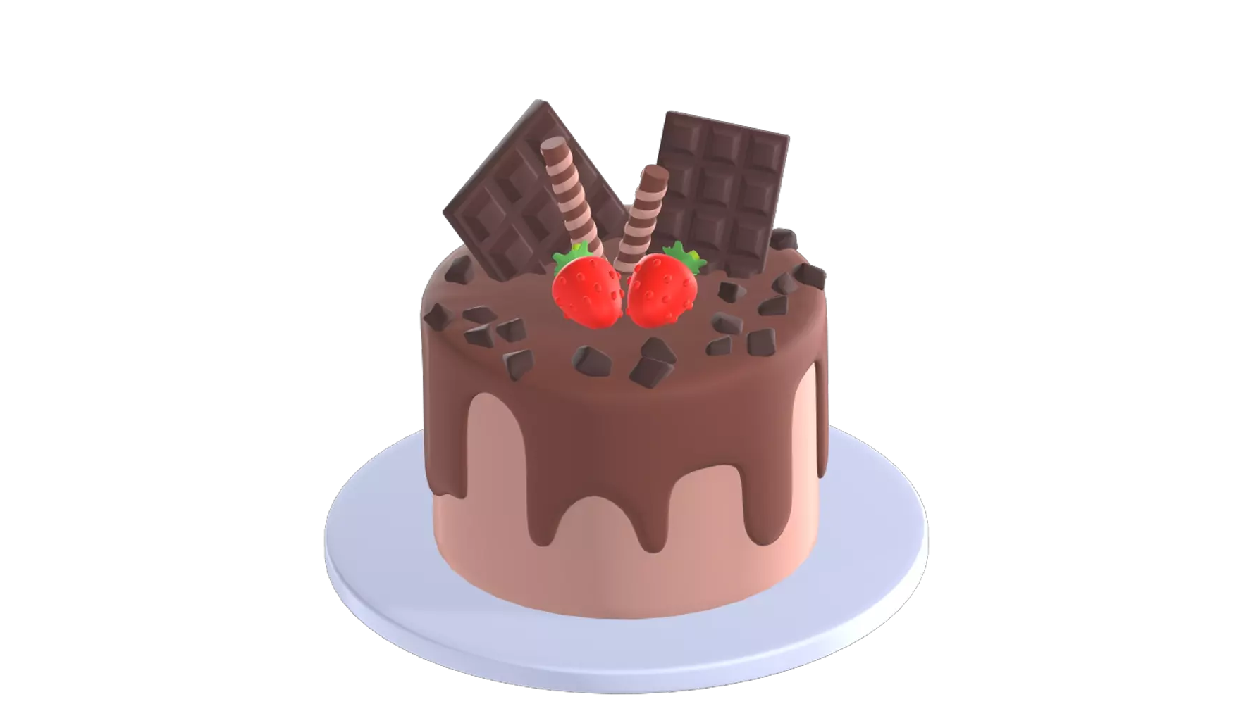 Cake With Strawberry And Chocolate 3d model--52a063a4-a500-42e0-851b-b3631b4a9391