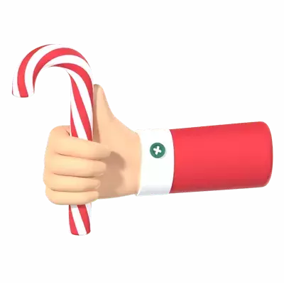 Candy Cane Holding 3D Graphic