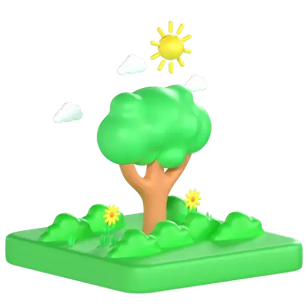 Tree And Flowers 3D Graphic