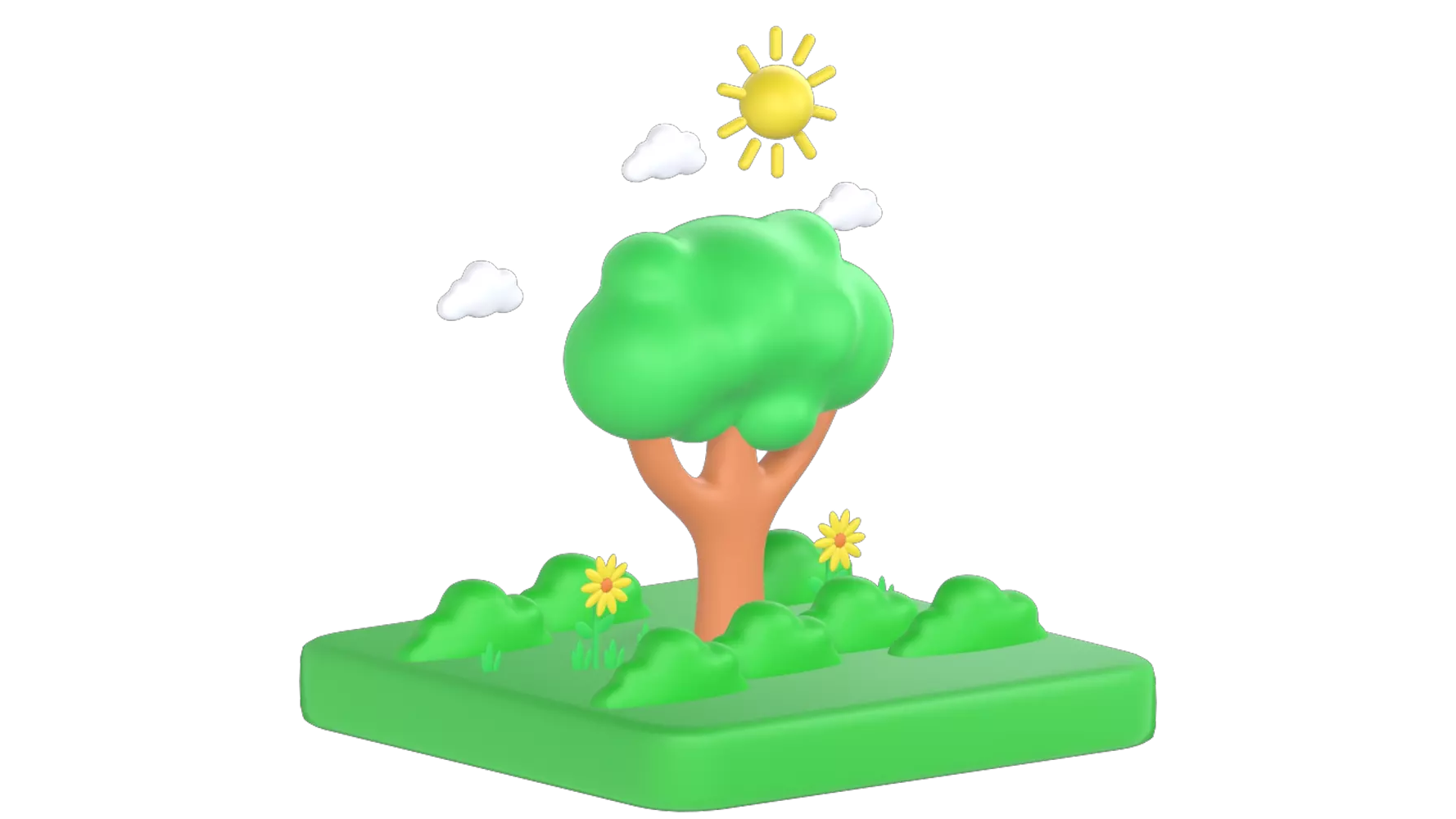 Tree And Flowers 3D Graphic