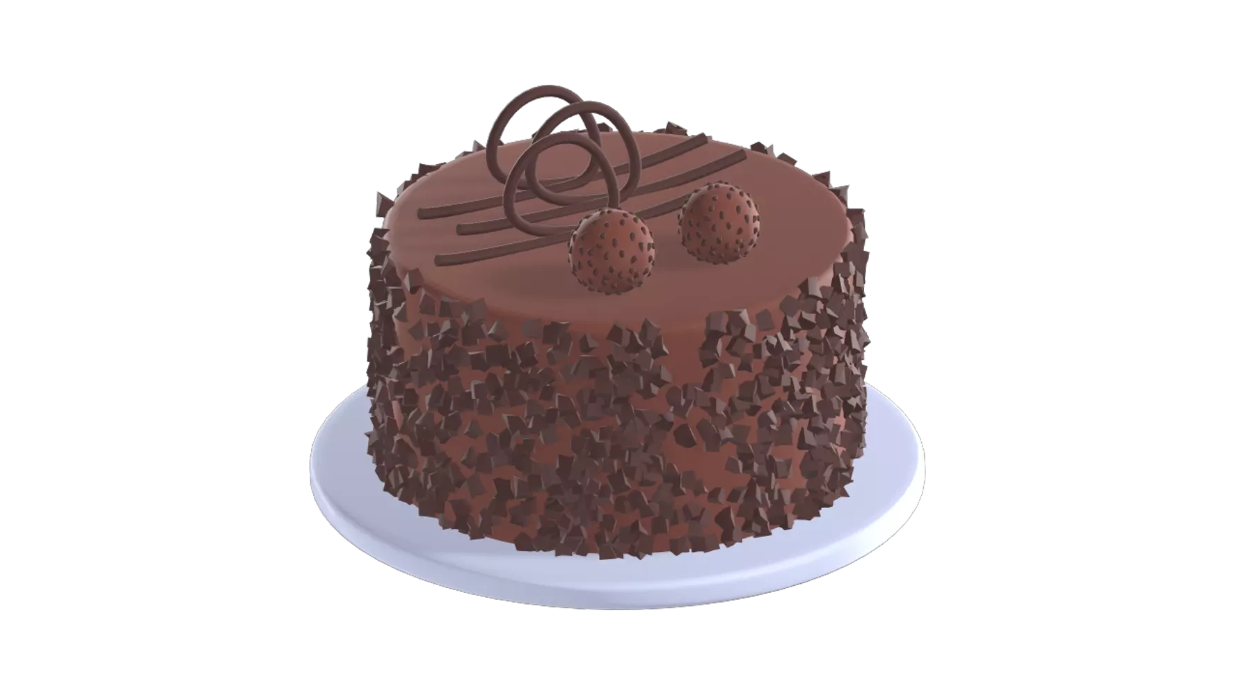 Cake With Chocolate Granule 3D Graphic