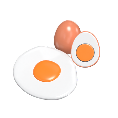 3D Boiled Eggs and Fried Eggs Versatile Delight 3D Graphic