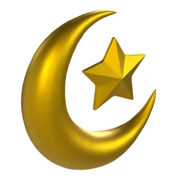 Crescent And Star 3D Graphic