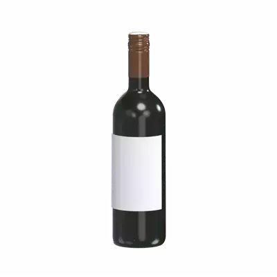 3D Wine Elegant Darken Bottle With Detailed Cap 3D Graphic