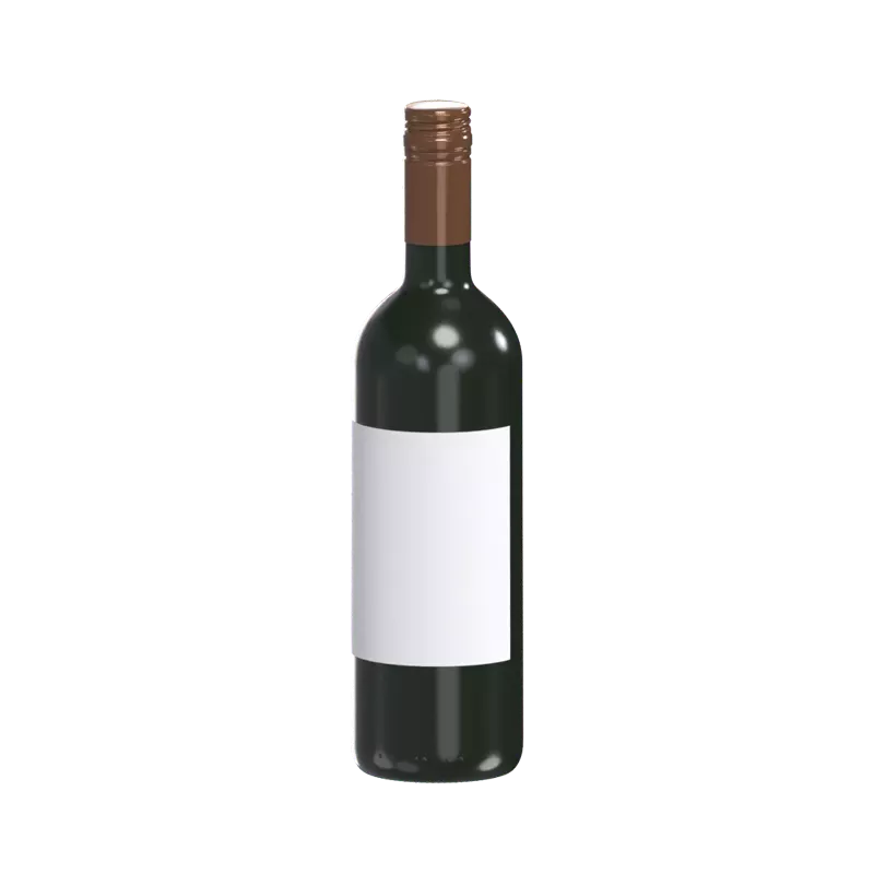 3D Wine Elegant Darken Bottle With Detailed Cap 3D Graphic