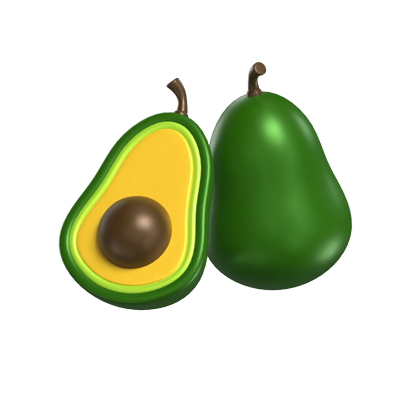 3D Avocado Model Whole Fruit And A Pulp Exposed One 3D Graphic