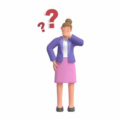 Business Woman With Question Marks 3D Illustration