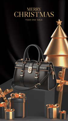 Christmas Fashion Podium Luxury Black  3D Template