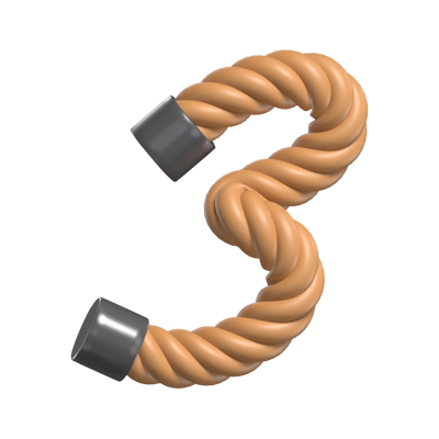 3D Number 3 Shape Rope Text 3D Graphic