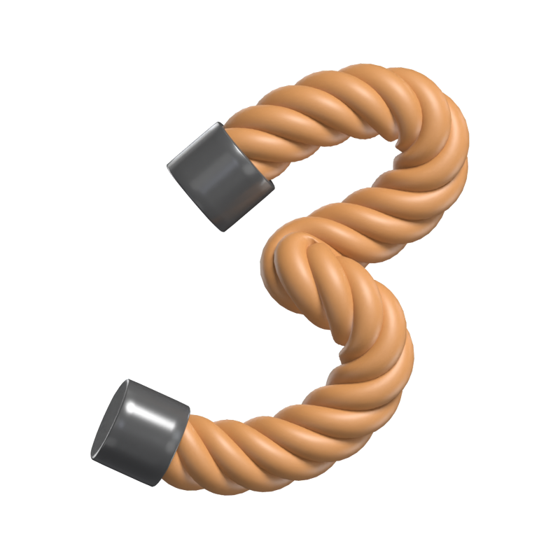 3D Number 3 Shape Rope Text 3D Graphic