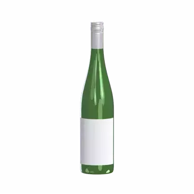 3D Wine Green Bottle And Silver Cap 3D Graphic