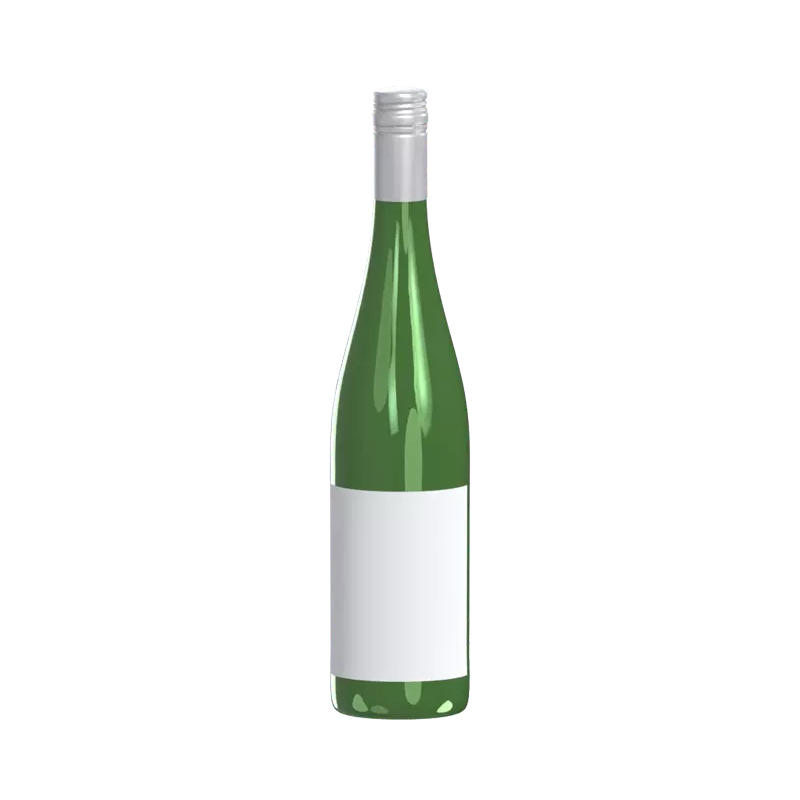 3D Wine Green Bottle And Silver Cap 3D Graphic
