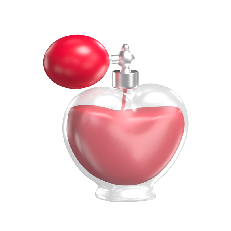 Perfume en forma de corazón Ilustración 3D para San Valentín