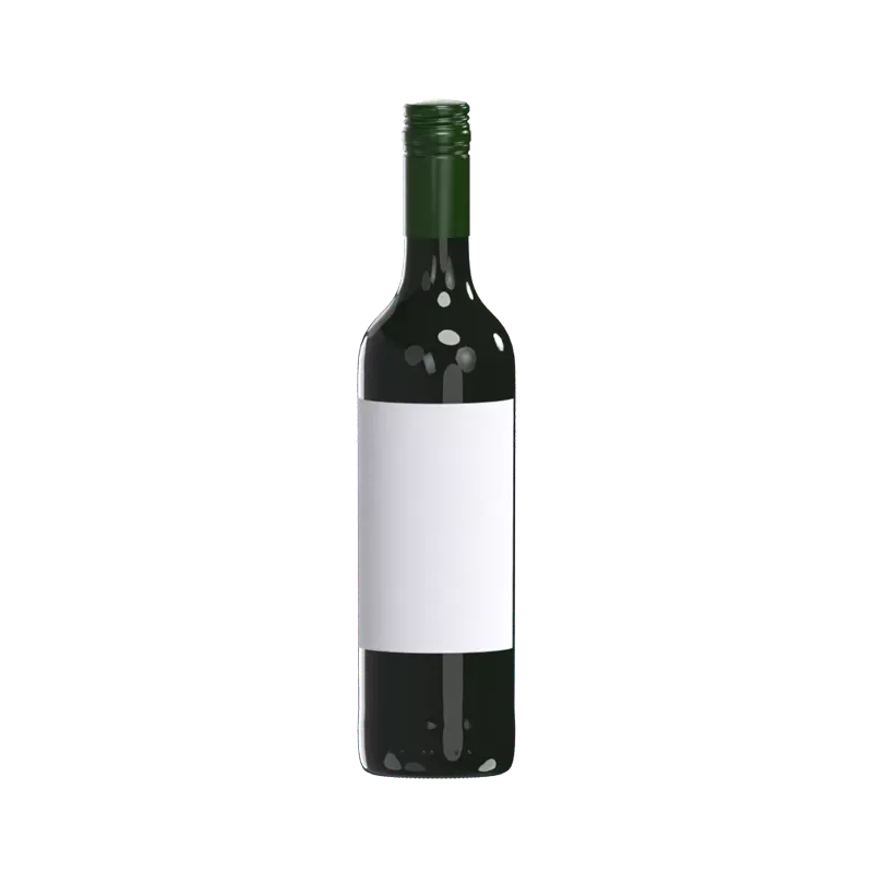 3D White Wine Bottle With Even Form And Green Cap 3D Graphic