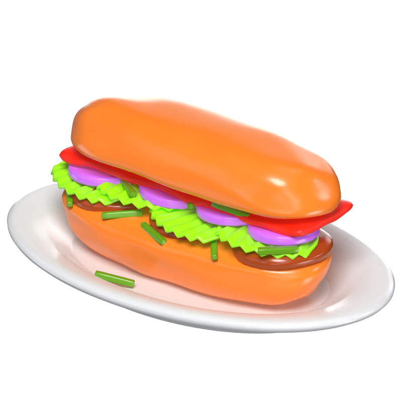 3D Banh Mi Vietnamesischer Sandwich-Genuss 3D Graphic