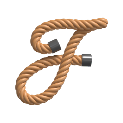 f letter 3d shape rope text 3D Graphic