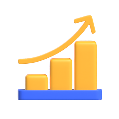 Bar Chart With Increase Arrow 3D Icon 3D Graphic