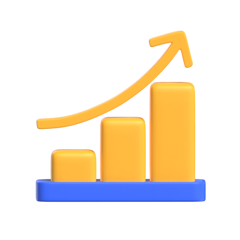 Bar Chart With Increase Arrow 3D Icon 3D Graphic