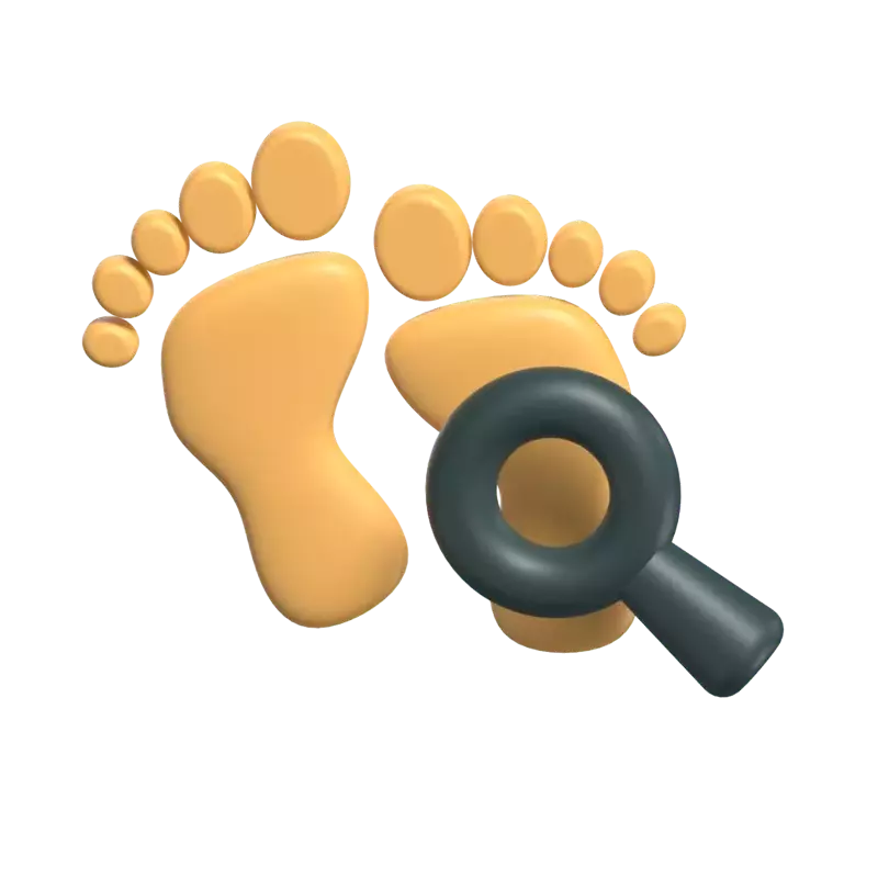 3D Footprint Investigation With A Magnifying Glass 3D Graphic