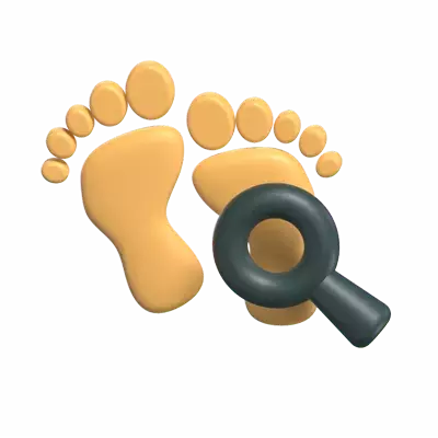 3D Footprint Investigation With A Magnifying Glass 3D Graphic