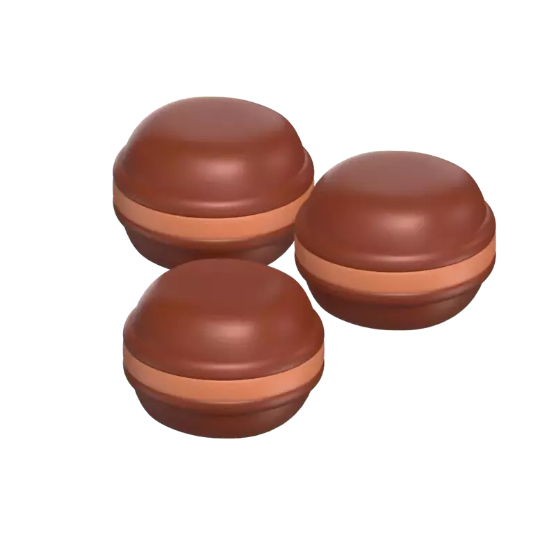 3D Three Chocolate Macarons 3D Graphic