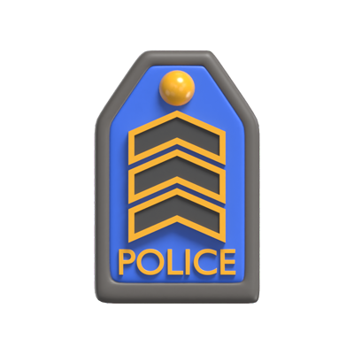 Three Block Police 3D Icon 3D Graphic