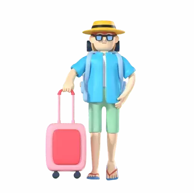 Boy Traveling 3D Illustration