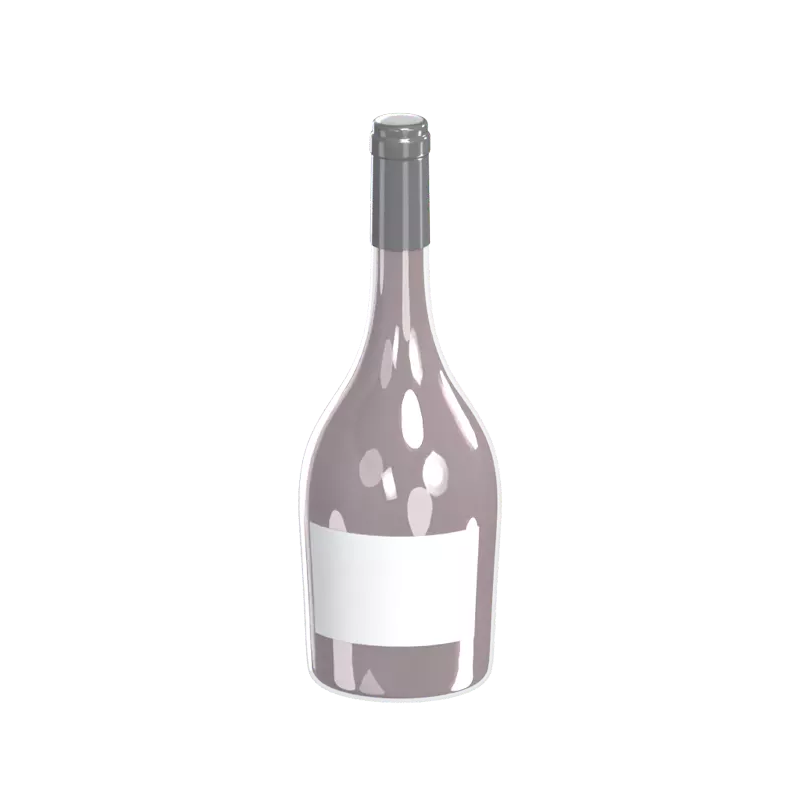 3D Wine Bottle Long Neck With Grey Cap 3D Graphic