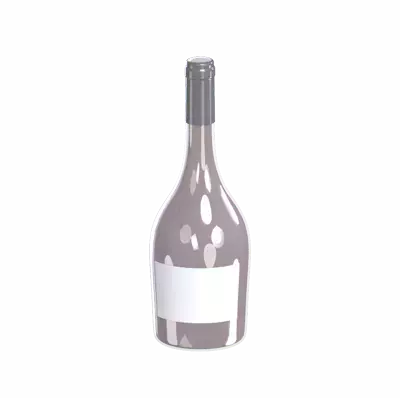 3D Wine Bottle Long Neck With Grey Cap 3D Graphic