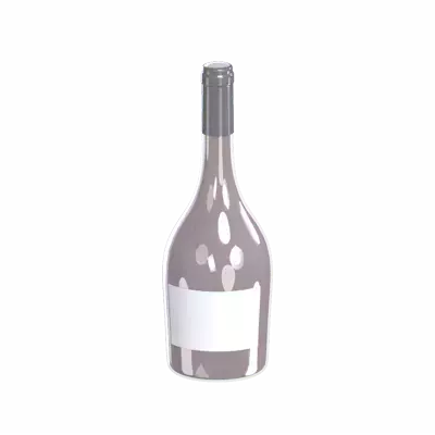 Botella de vino 3D de cuello largo con tapón gris