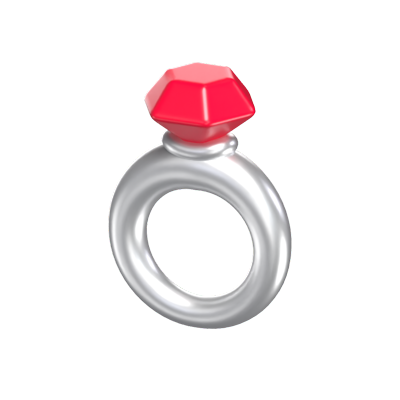 Ring With Jewel 3D Illustration For Valentine's Day 3D Graphic