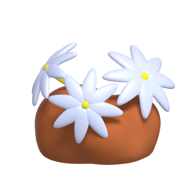 土壌と3Dジャスミンの花 3D Graphic