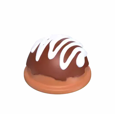 Rounded Chocolate 3D Model With Toppings 3D Graphic