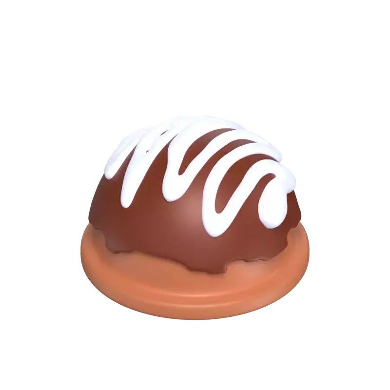 Rounded Chocolate 3D Model With Toppings