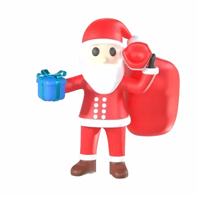 Santa Giving Gift 3D Graphic