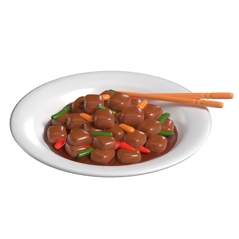 3D Kung Pao Chicken Chinese Culinary Excellence 3D Graphic