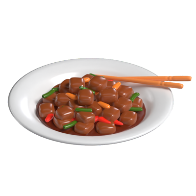 3D Kung Pao Chicken Chinese Culinary Excellence 3D Graphic