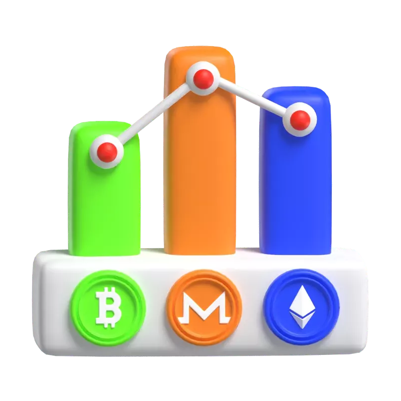 El concepto de criptoacciones en 3D tiende un puente entre las finanzas y la tecnología 3D Graphic