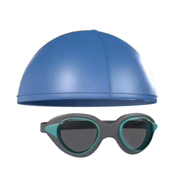 Swimming Hat And Goggles 3D Graphic