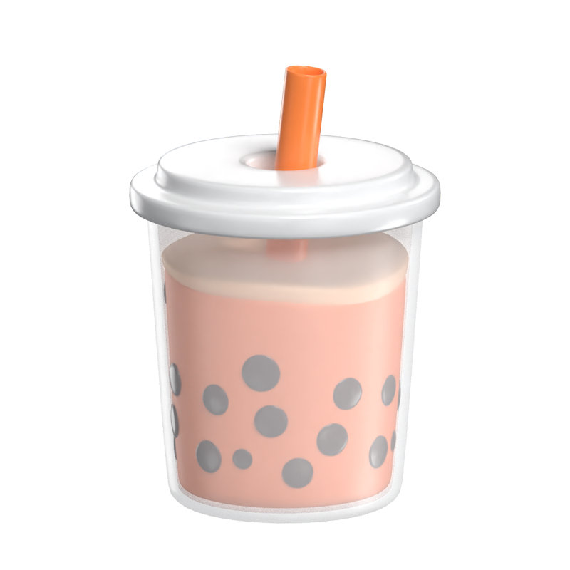 3D Bubble Tea in der Tasse zum Mitnehmen Süß und erfrischend 3D Graphic