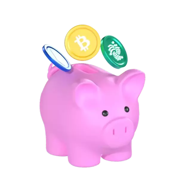 Cryptocurrency Savings 3D Graphic