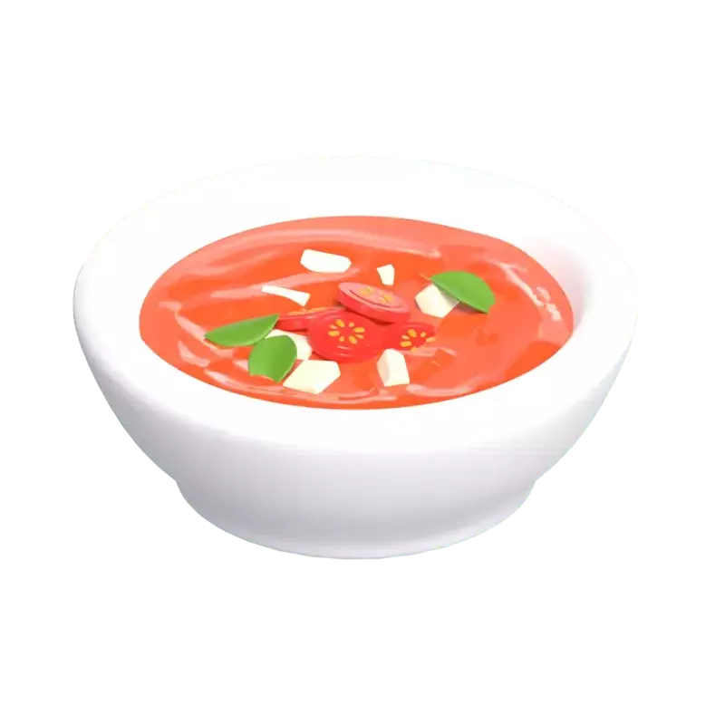 3D Gazpacho Comida Tradicional Española Dentro De Un Cuenco