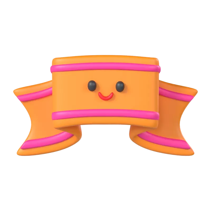 3D Ribbon Model With Happy Face