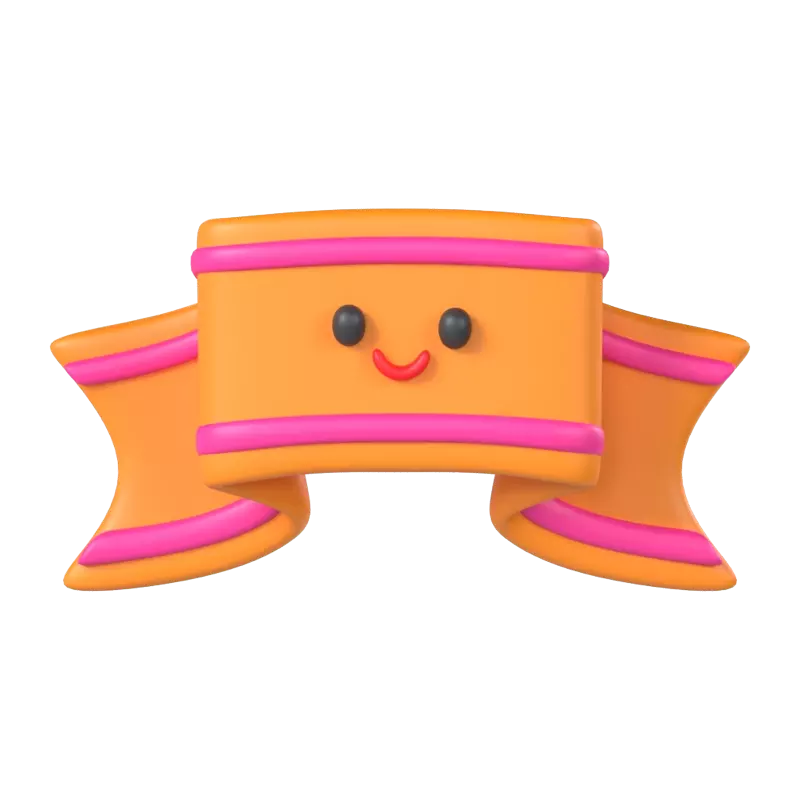 3D Ribbon Model With Happy Face 3D Graphic