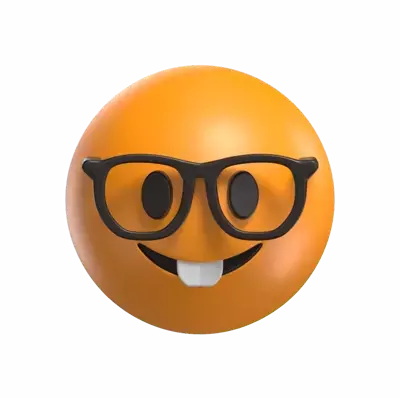 Nerd Face Wearing A Glasses 3D Icon 3D Graphic