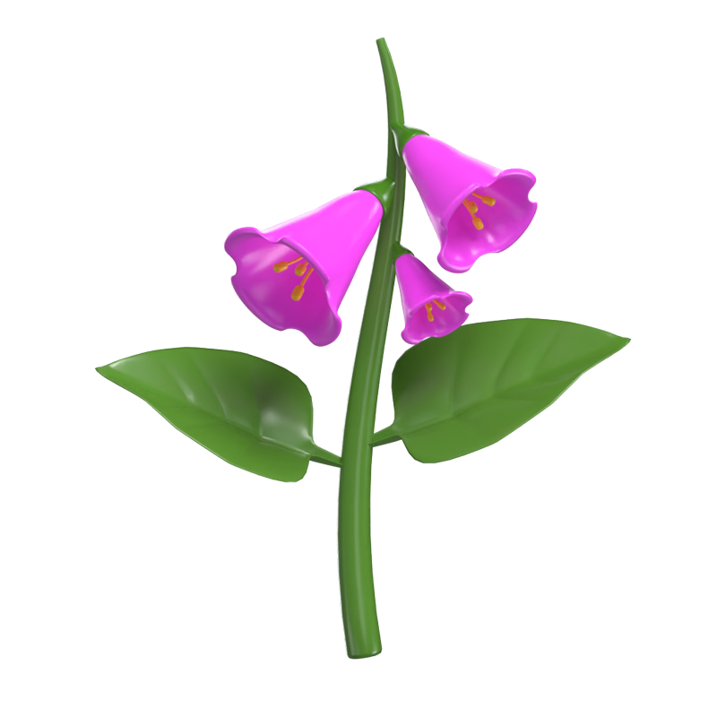 3D Foxglove Cute Enchanting Floral Elegance 3D Graphic