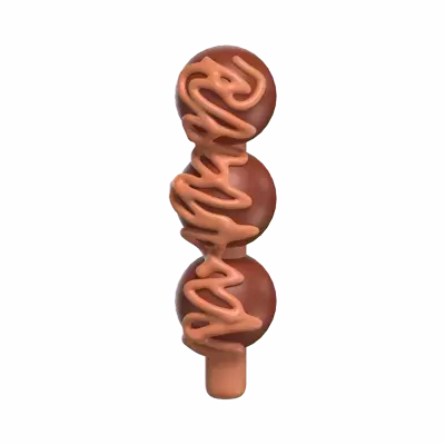 Chocolate Ball Skewers 3D Model