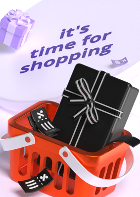 It's Time for Shopping Flyer 3D Template