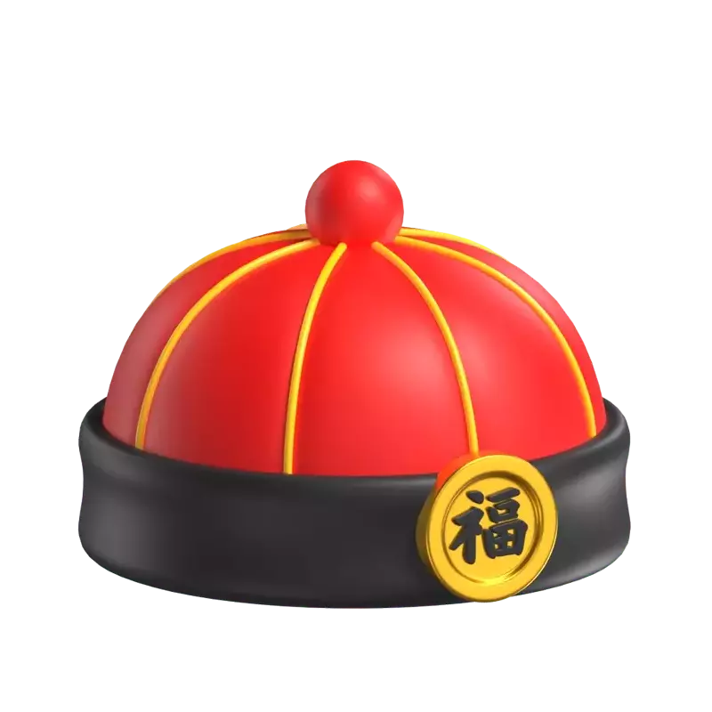 3D Illustration Lunar New Year Hat 3D Graphic
